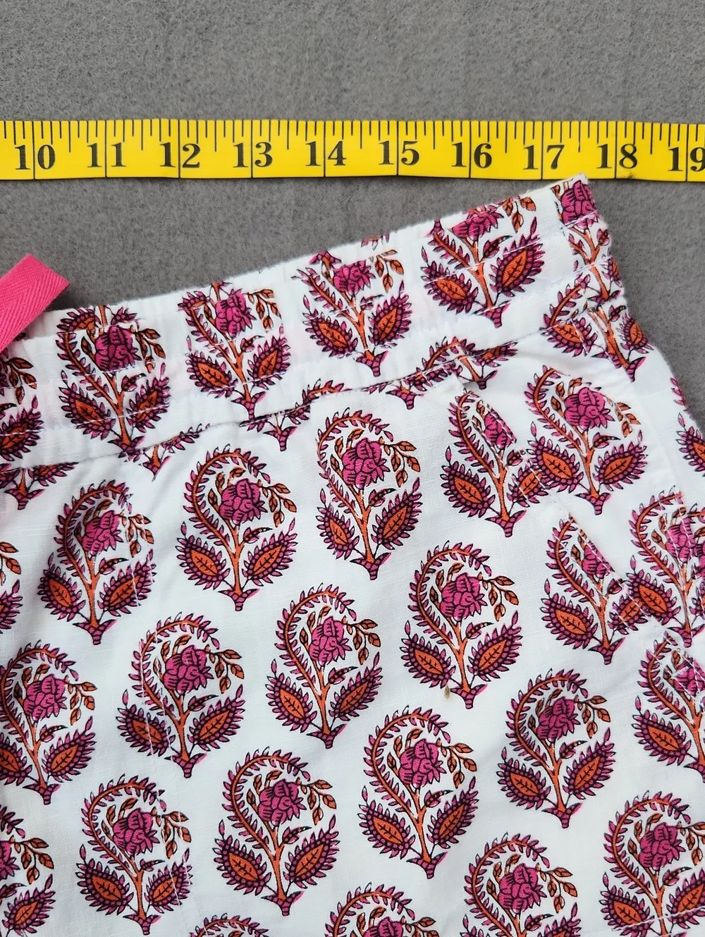 J.Crew Women's Pink Floral Block Print Linen Drawstring Shorts Sz Large